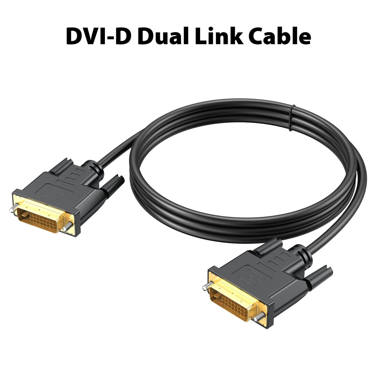 Cyberguys! Dual Link DVI Cable, 24+1/24+5 Gold-Plated Connectors w/Screw Lock - Supports 2560x1600@60Hz 1080P@120Hz, Bi-Directional DVI-D Cable