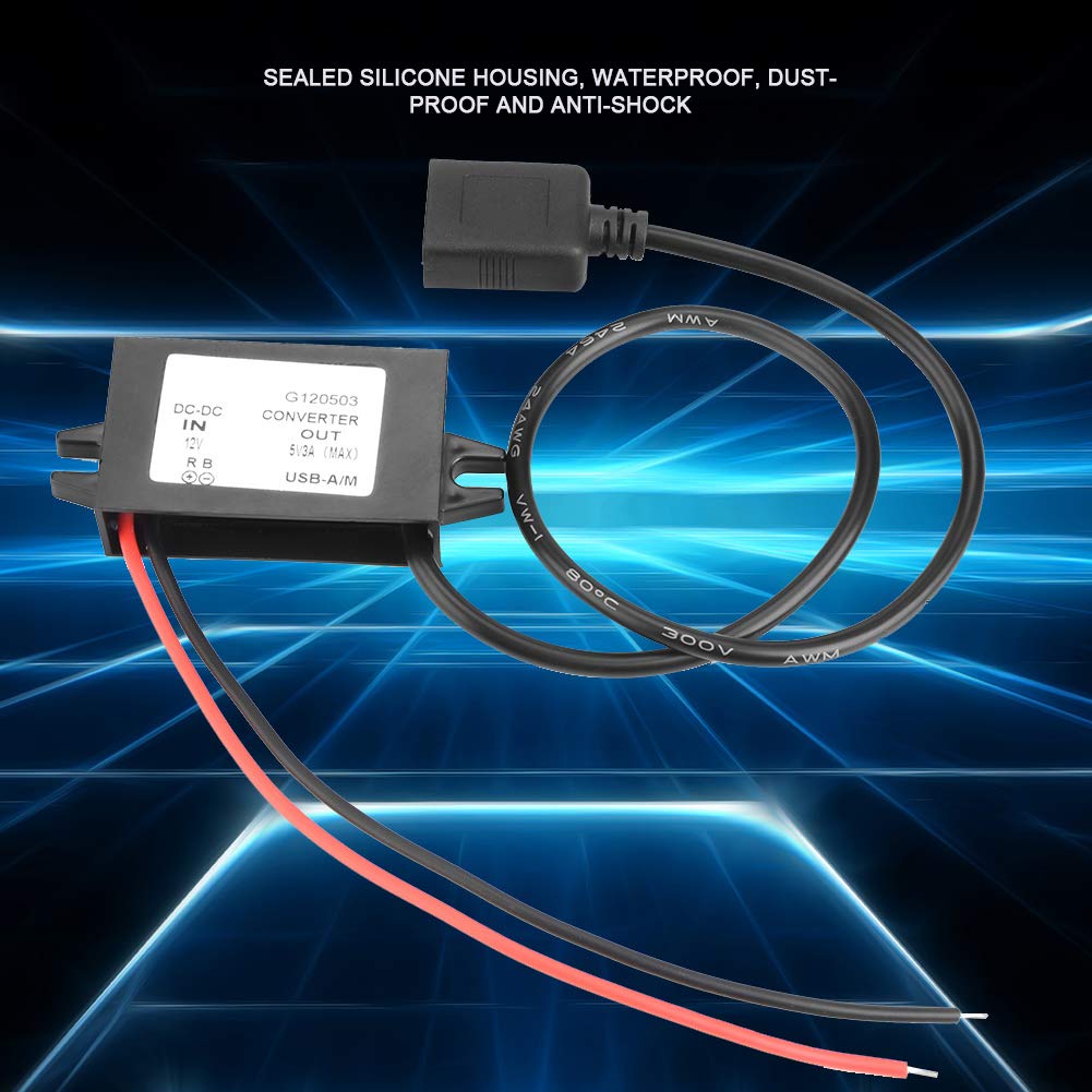 Car Power Converter DC 12V to 5V/ 3A Voltage Converter with Single USB Adapter Connectors for Phone Charging car Audio Radio etc