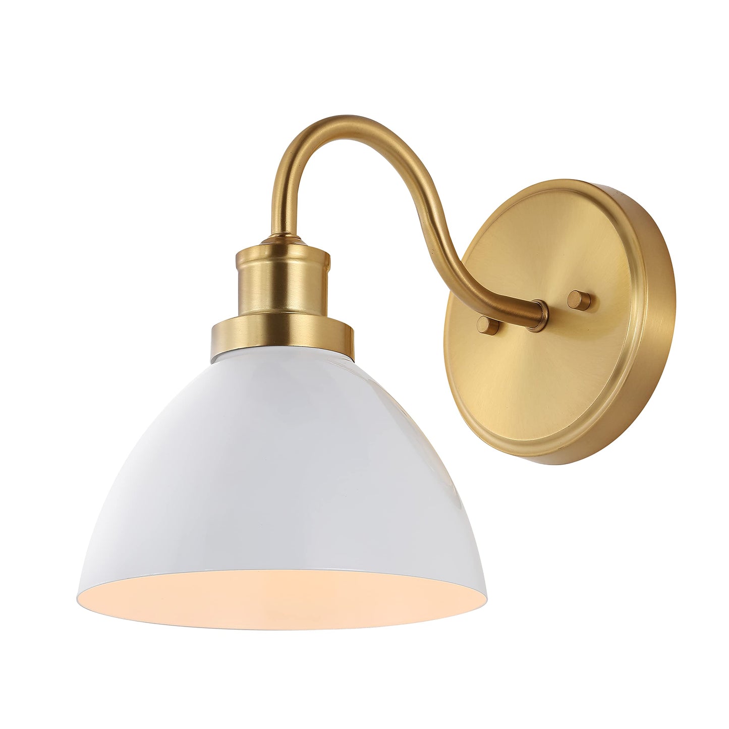 SAFAVIEH Lighting Collection Genetta Gold/White Shade Dome Single Wall Sconce