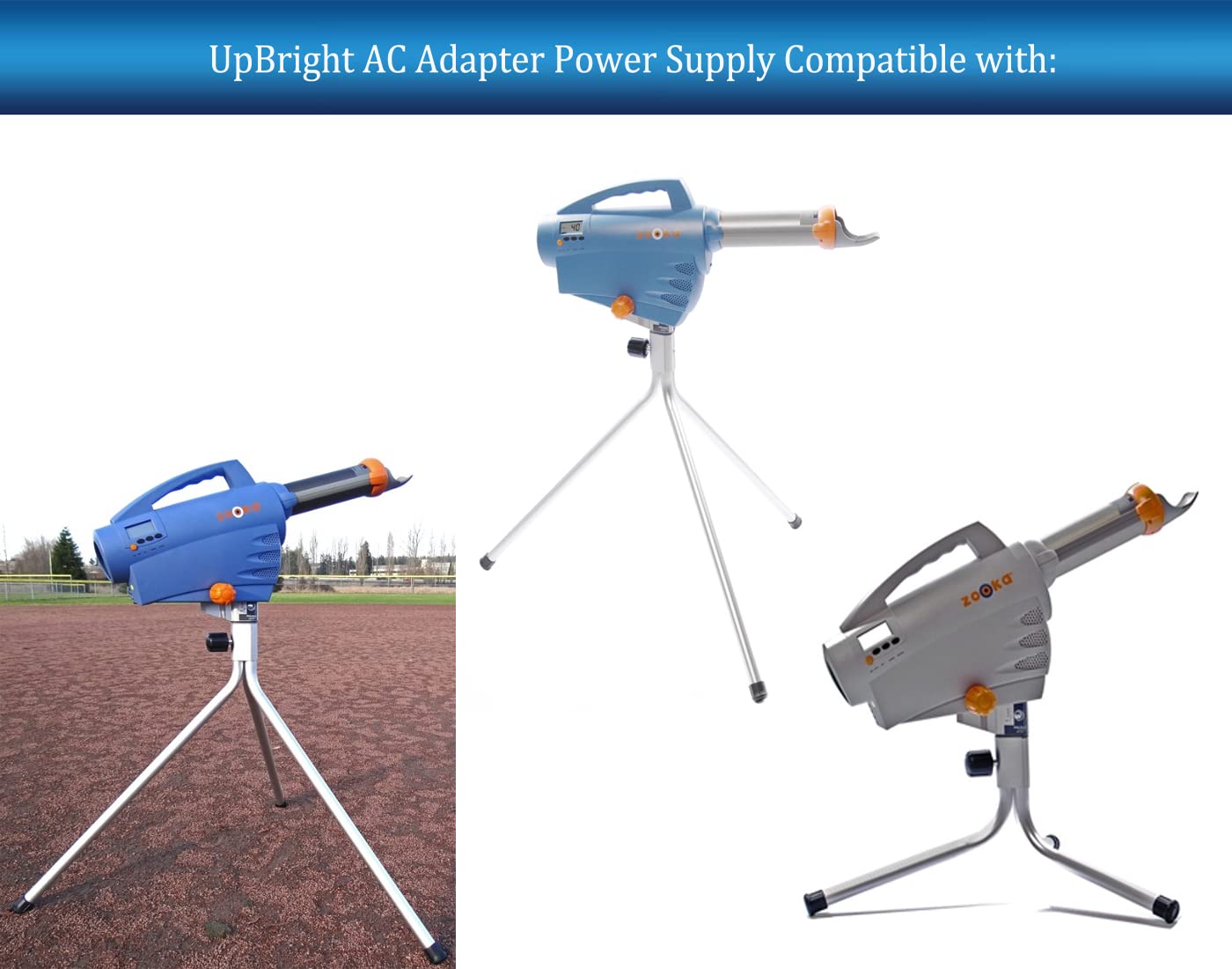 UpBright 12V AC/DC Adapter Compatible with Zooka Sports ZS720 ZS740 ZS 720 ZS 740 Z5720 Z5740 14001 12-Volt Battery Powered Personal Baseball Tennis…