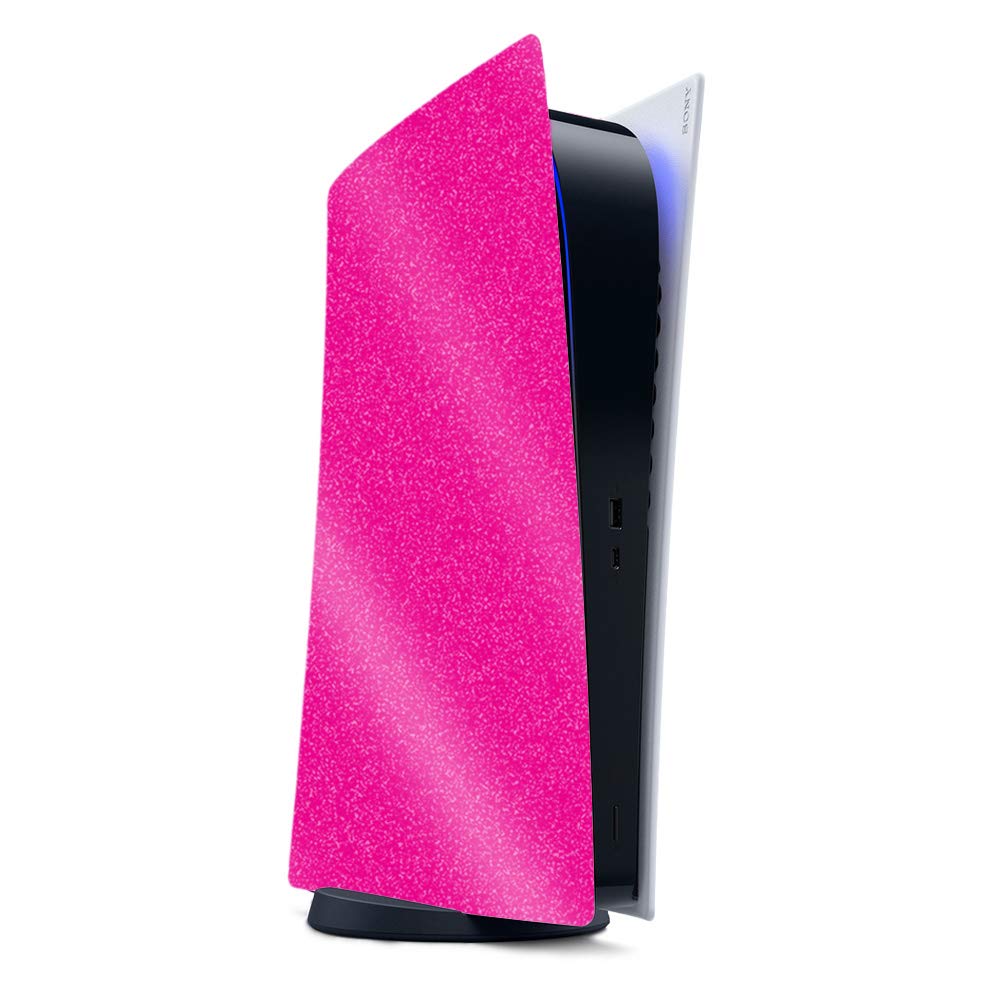 MightySkins Glossy Glitter Skin Compatible With PS5 / Playstation 5 Digital Edition - Solid Hot Pink | Protective, Durable High-Gloss Glitter Finish |