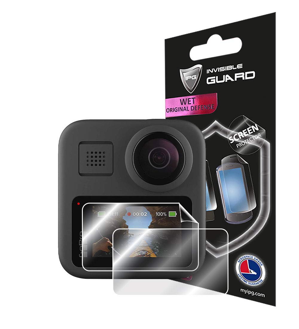 IPG For GoPro MAX Waterproof 360 Traditional Camera Screen Protector (2 Units) Invisible Screen Guard - HD Quality/Self-Healing/Bubble -Free for GoPro