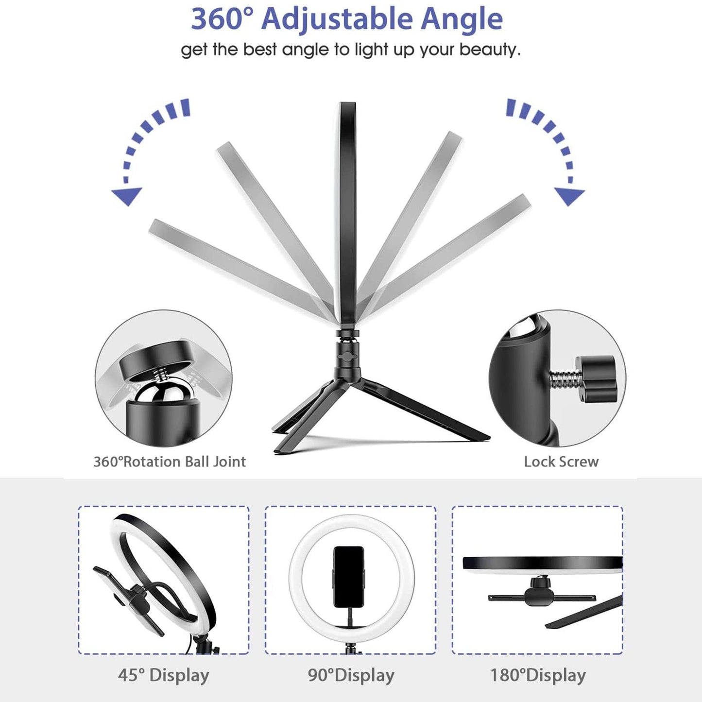 Ring Light with Stand OEBLD Dimmable Desk Selfie Ring Light with Phone Holder for Video Photography Remote Control for Makeup Live Streaming YouTube