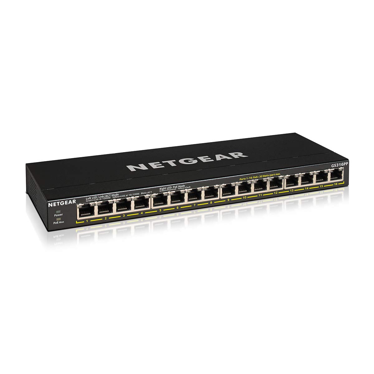 NETGEAR 16 Port PoE+ Gigabit Switch - Unmanaged Essentials Ethernet Switch (183W), Fanless Design for Silent Operation, Desktop or Wall Mount