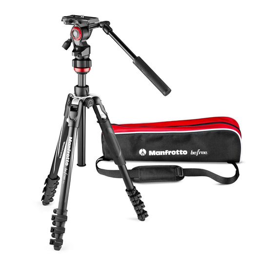 Manfrotto Befree Live, Travel Video Tripod with Video Camera Head and Lever Closure, Aluminum Tripod for DSLR, Mirrorless, Reflex Cameras and Video