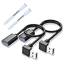 YIMATEECO USB3.0 Extension Cable Up Angle, 11.8 inch USB Male to Female Data Cable, 90 Degree USB Adapter with Gold Plated Contacts for U-SB Flash