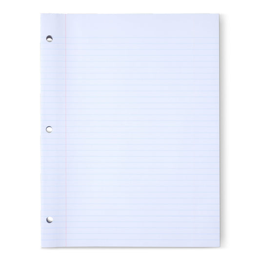 Amazon Basics Loose Leaf Paper, College Ruled Reinforced, 150 Sheets, 11" x 8.5", White, No Binding
