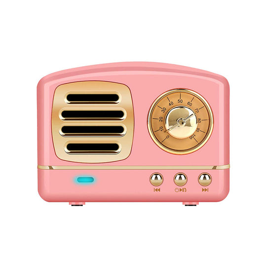 Dosmix Portable Bluetooth Stereo Speaker, Enhanced Bass Retro Wireless Vintage Speaker with TF Card Slot, Built-in Mic for Travel, Home, Beach