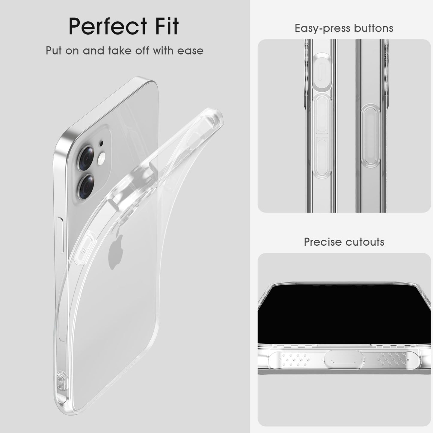 SaiMeun Clear Case for iPhone 12 Mini,[Not-Yellowing][Military Drop Protection] Soft Shockproof Transparent Phone Case, Ultra Slim & Thin Protective