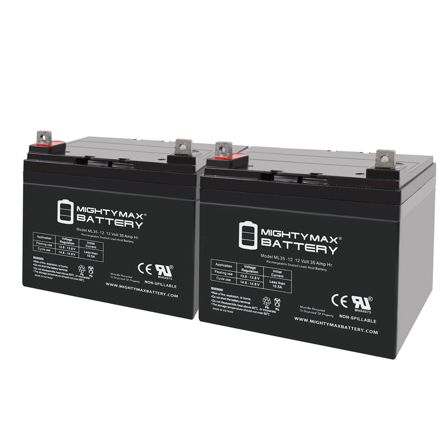 Mighty Max Battery, ML35-12 - 12 Volt 35 AH SLA Battery - Pack of 2
