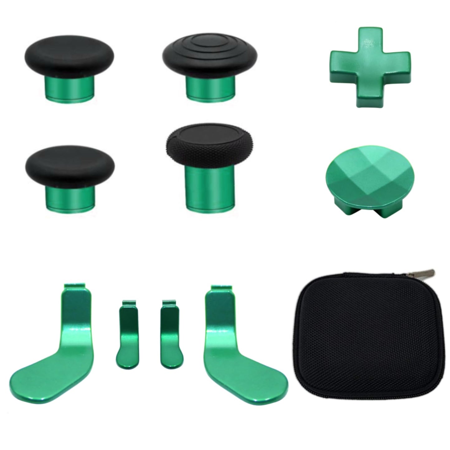 Replacement Thumbsticks, D-pad, Paddles Trigger Buttons for Xbox One Elite Controller Series 2 & Elite Series 2 Core Controller (E-10IN1-Green)