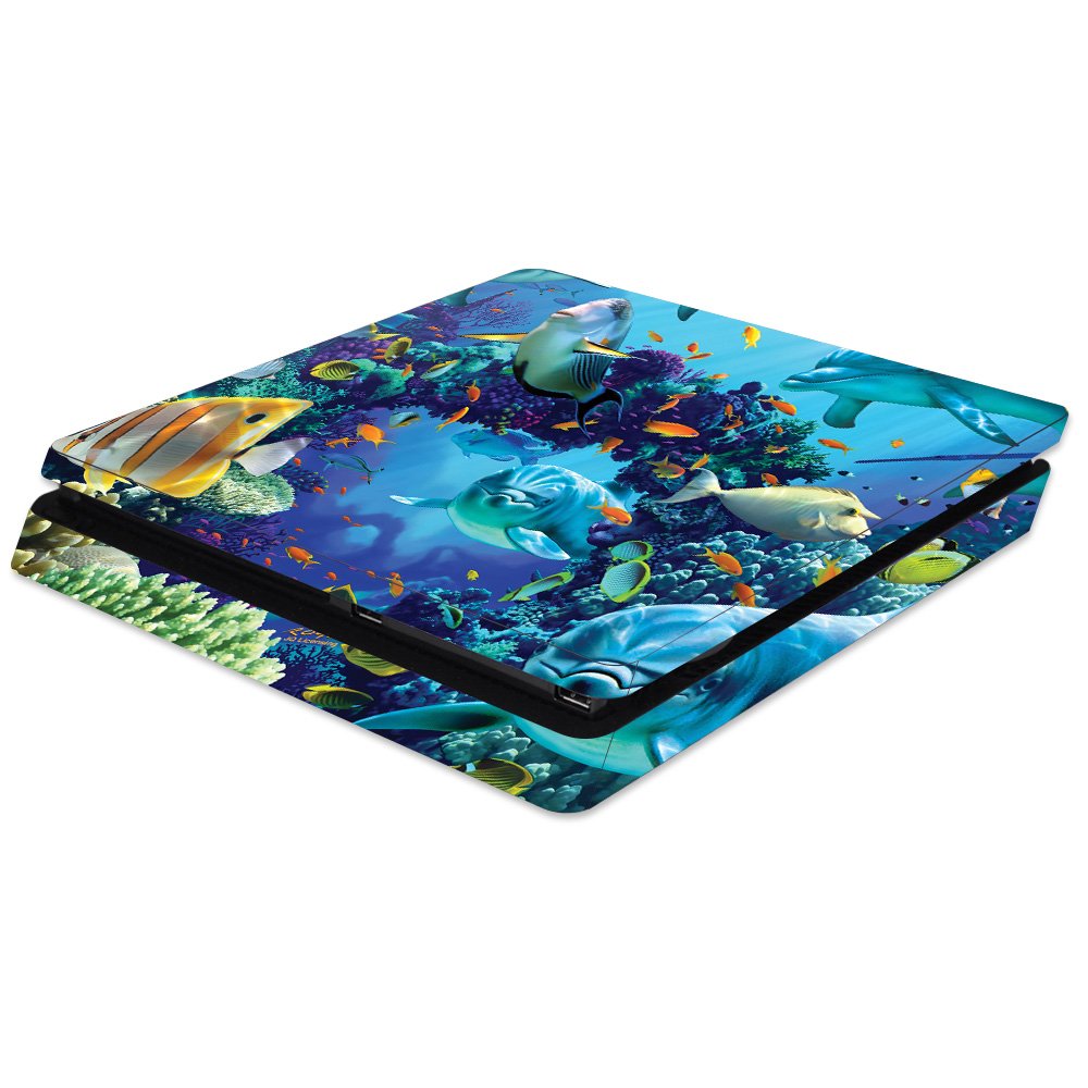 MightySkins Skin Compatible with Sony PS4 Slim Console - Ocean Friends | Protective, Durable, and Unique Vinyl Decal wrap Cover | Easy to Apply