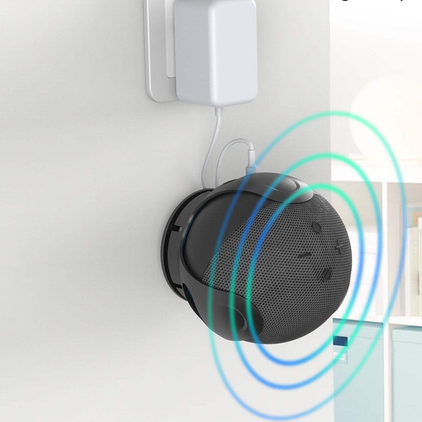 awakentti 2 in 1 Wall Mount Holder Desktop Stand for Echo Dot 4th Generation, Space-Saving Accessories, Sturdy, Outlet Hanger for Dot 4th Gen Smart