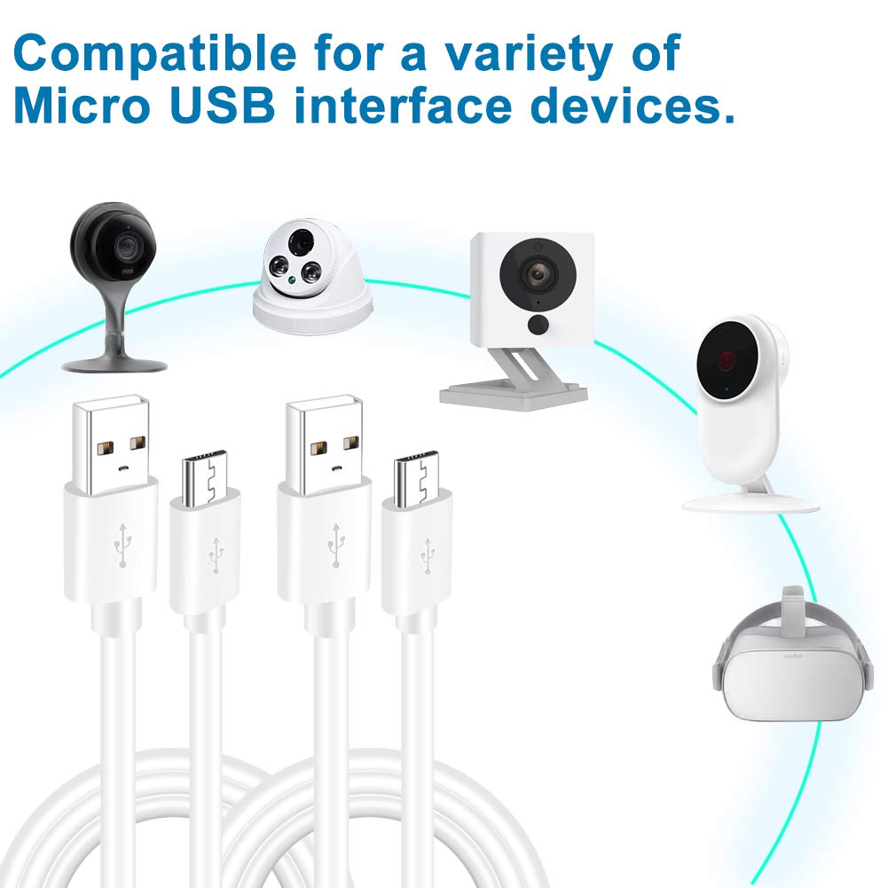 SIOCEN 2PCS 10FT USB Power Extension Cord Compatible with Wyze-Cam, WyzeCam Pan,Yi Cam,YI Dome Home Camera,Oculus Go,Kasa,Nest Cam,Netvue,Blink,Furbo