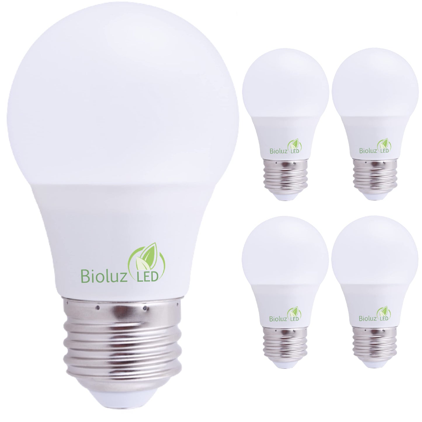 Bioluz LED 60W Equivalent A15 LED Light Bulbs, Daylight White, 8W, 4 Pack, Dimmable, E26 Base, 800 Lumens, 15000 Hours Life