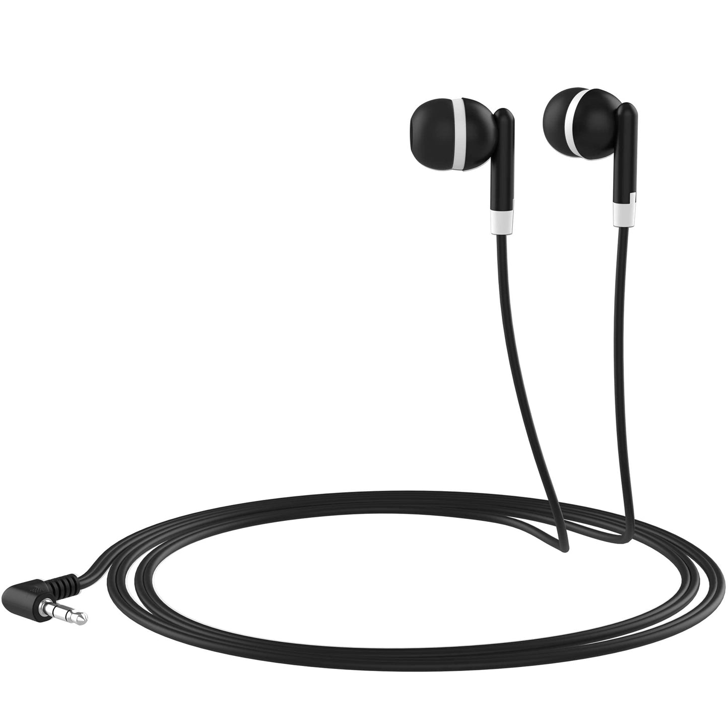 Maeline Bulk Earbuds with 3.5 mm Headphone Plug - 40 Pack Wholesale Bundle - Black