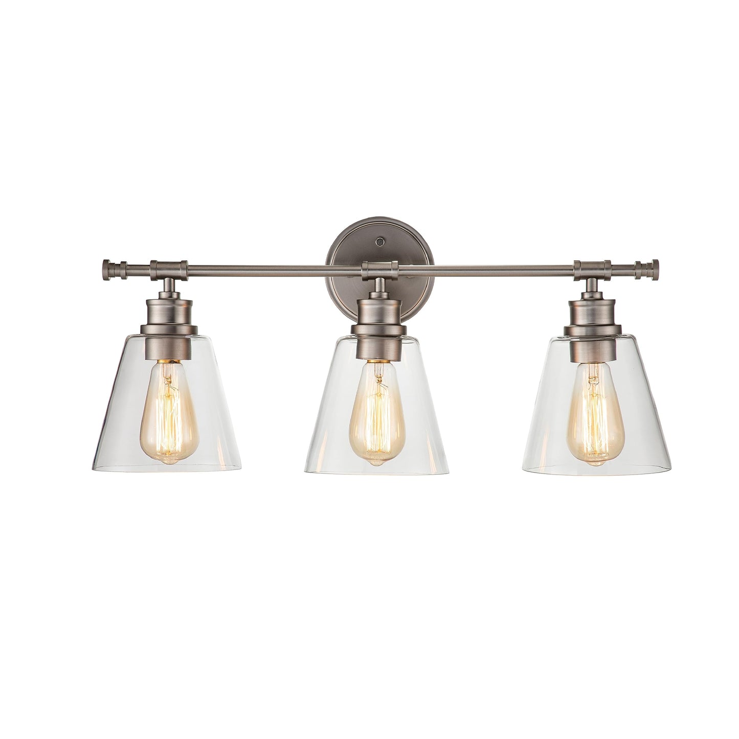 Aspen Creative 62340-09-3, Three-Light Metal Bathroom Vanity Wall Light Fixture, 23-3/4" Wide, Transitional Design in Brushed Nickel