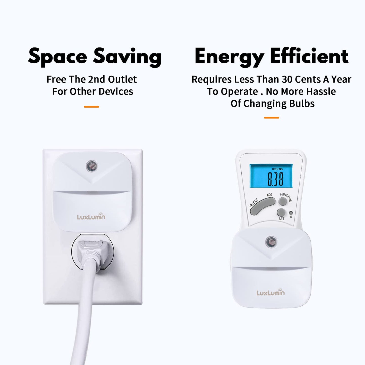 LuxLumin LED Night Lights Plug into Wall with Dusk-to-Dawn Sensor, Automatically Turn on and Off,Night Light for Kids,Bedroom,Bathroom,Stairs,Warm