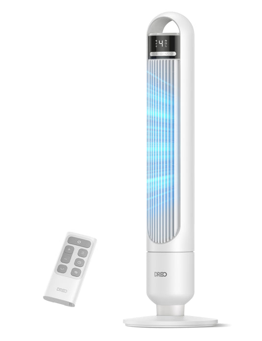 DREO Tower Fan for Bedroom, 26ft/s Velocity, 90° Oscillating, 8H Timer