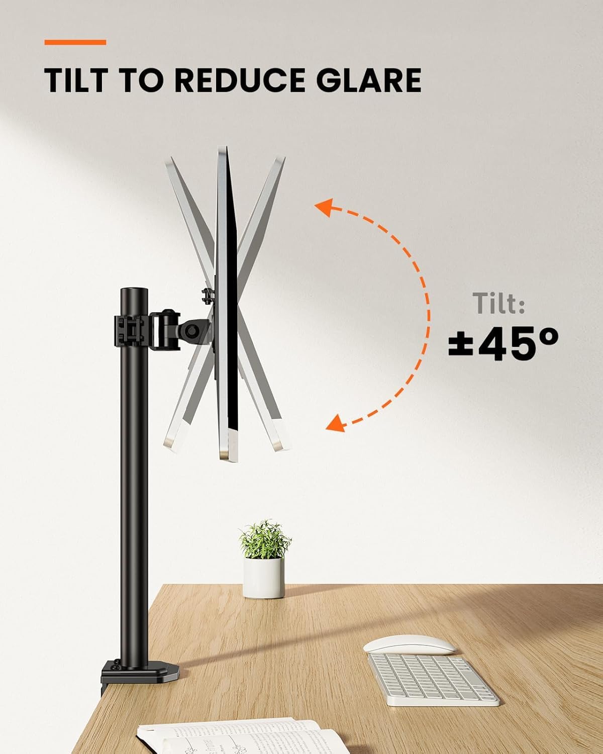 Ergear Monitor Mount for Most 13-32" Computer Screens up to 17.6lbs, Improved LCD LED Monitor Riser, Adjustable Height and Angle, Single Gaming Desk