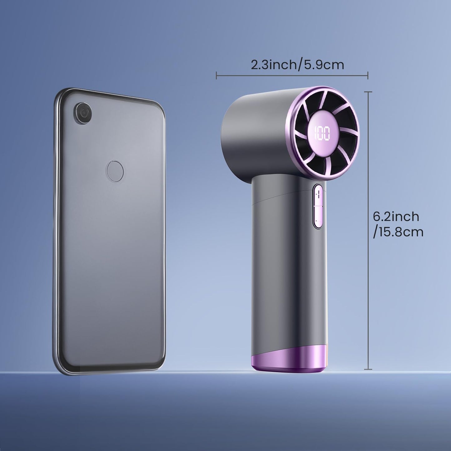 StarJazz Portable Turbo Handheld Fan with Digital Display, 15000RPM High Speed Mini Personal Fan, 9.0m/s Powerful Wind, USB-C Rechargeable Small