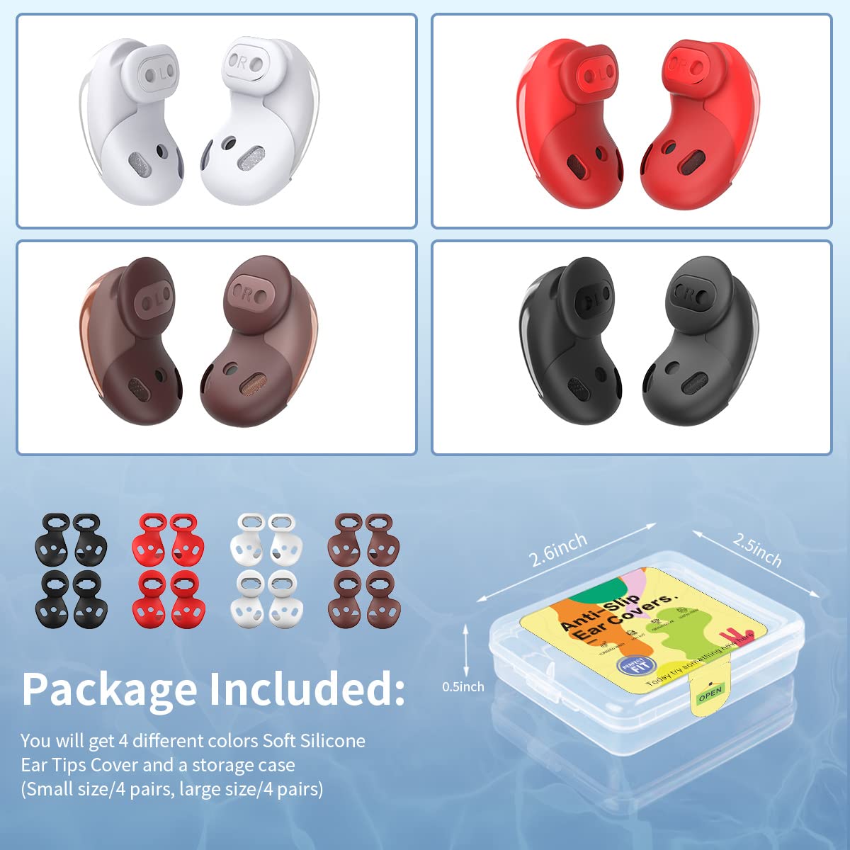 [8 Pairs] Ear Tips for Galaxy Buds Live, Silicone Anti-Slip Earbuds Cover Accessories Compatible with Samsung Galaxy Buds Live Ear Tips Cover Earbuds