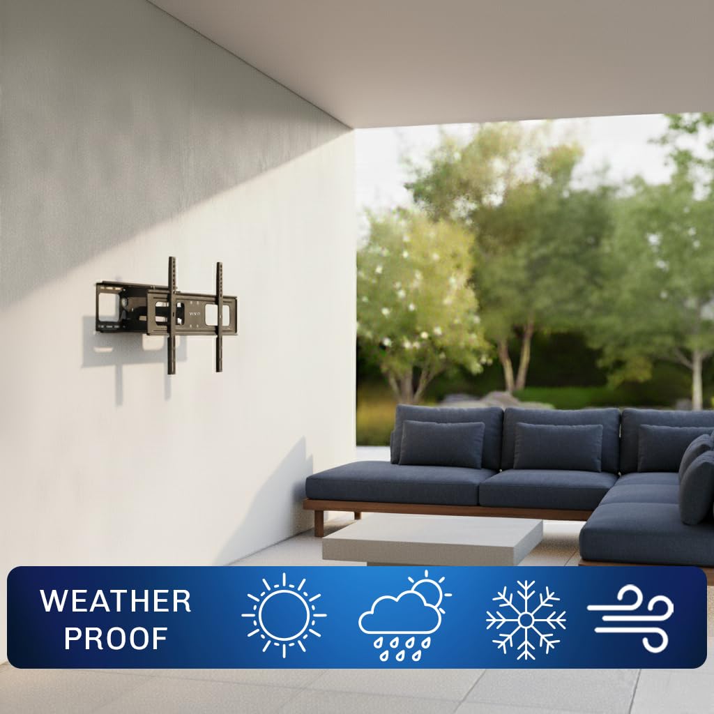VIVO Outdoor Full Motion TV Wall Mount for 37 to 80 inch Screens, Articulating Bracket Holds up to 110 lbs, Max VESA 600x400, Black, MOUNT-TV80WP