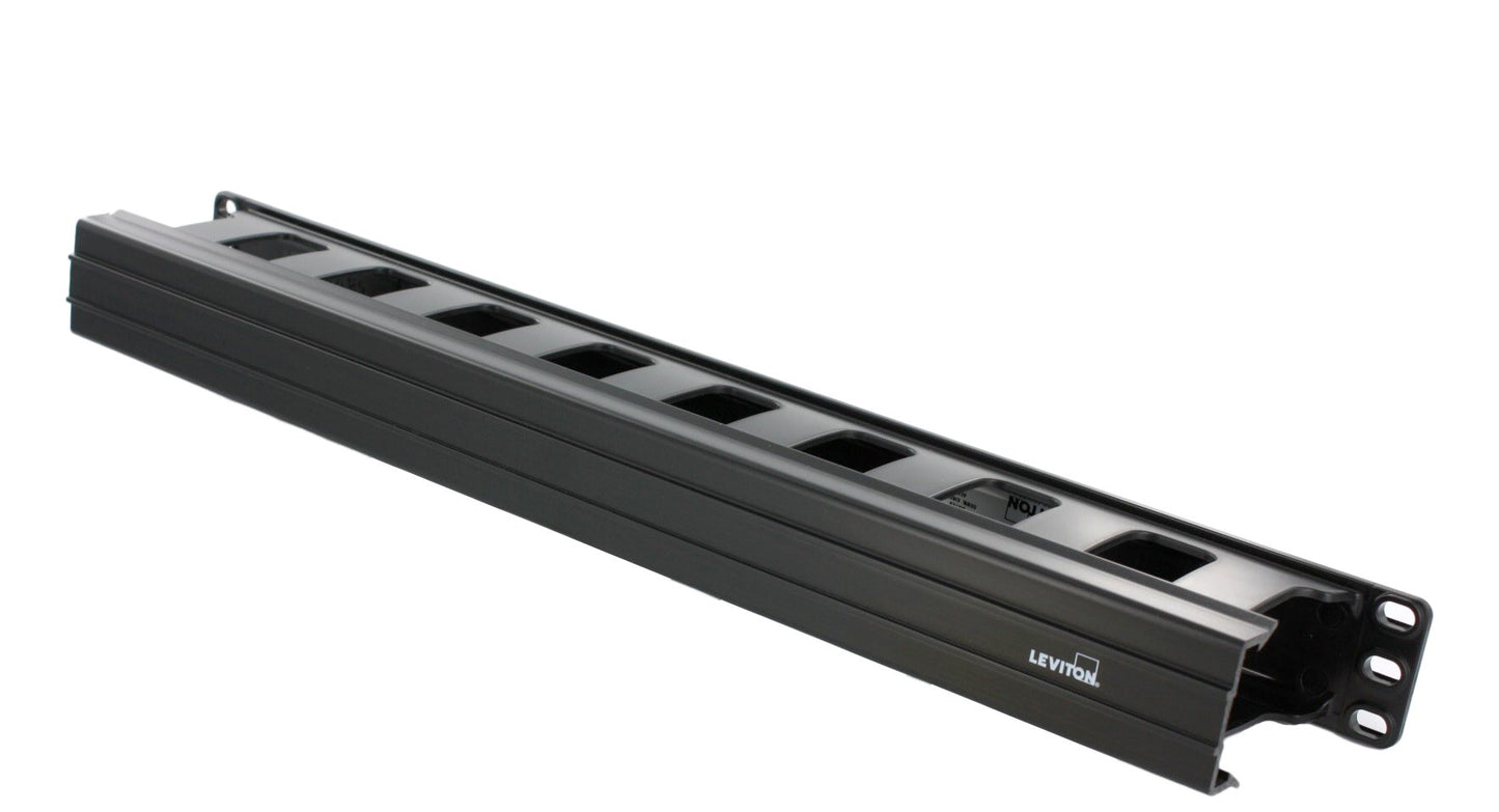 Leviton Horizontal Cable Management, Front Only, 491RU-HFO, Black