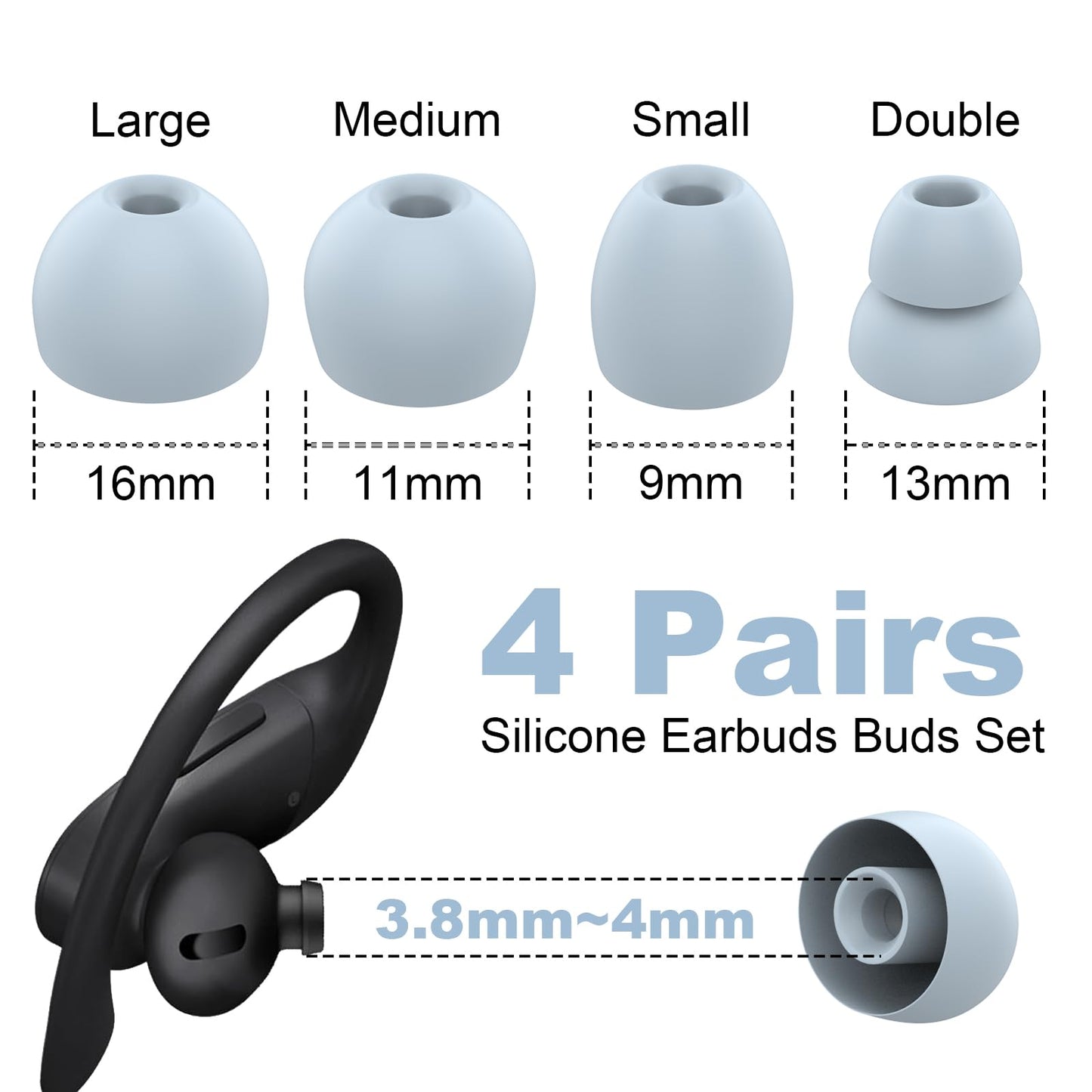 Replacement Eartips Silicone Earbuds Buds Set Compatible with Beats Powerbeats Pro, Beat X, Beat Flex, Urbeats, Beat Tour Earphones, NOT Compatible…