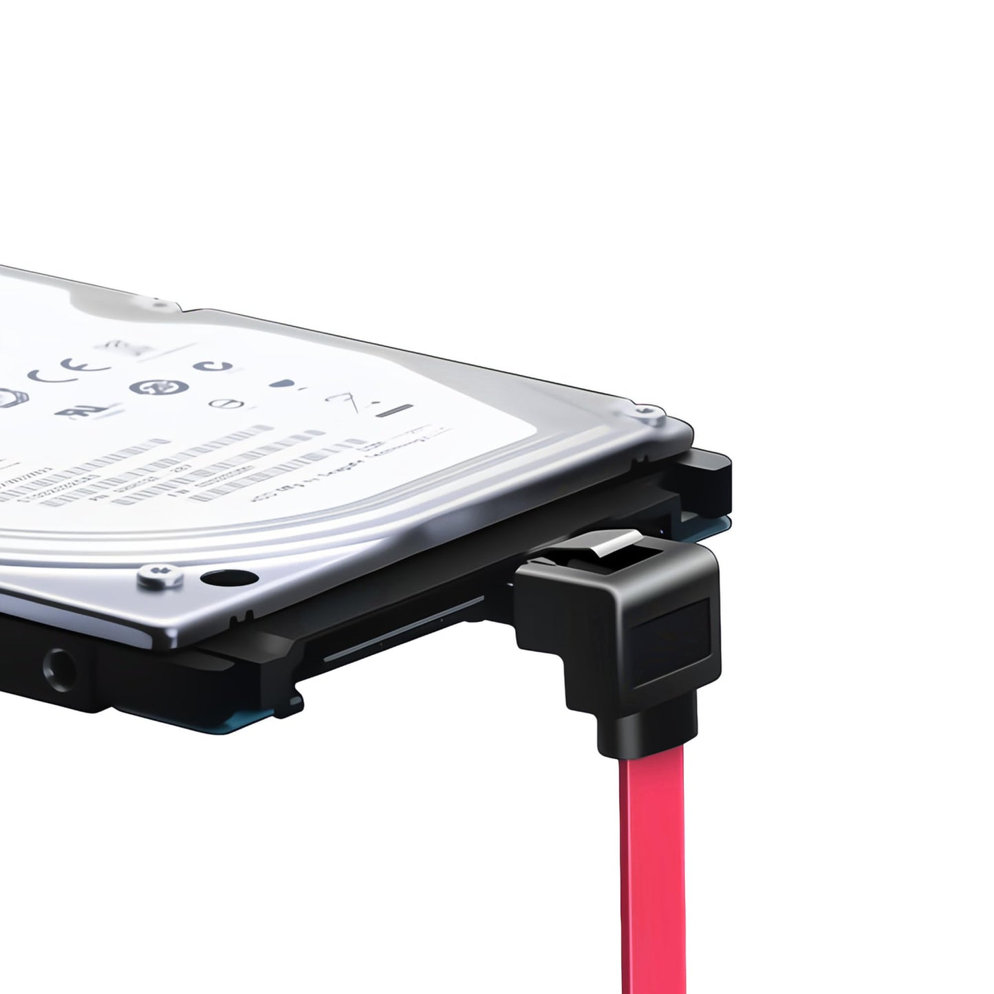 JacobsParts SATA Cable 5 Pack SATA III 6Gbps 90 Degree Right Angle with Locking Latch 18 Inches for HDD SSD - Red