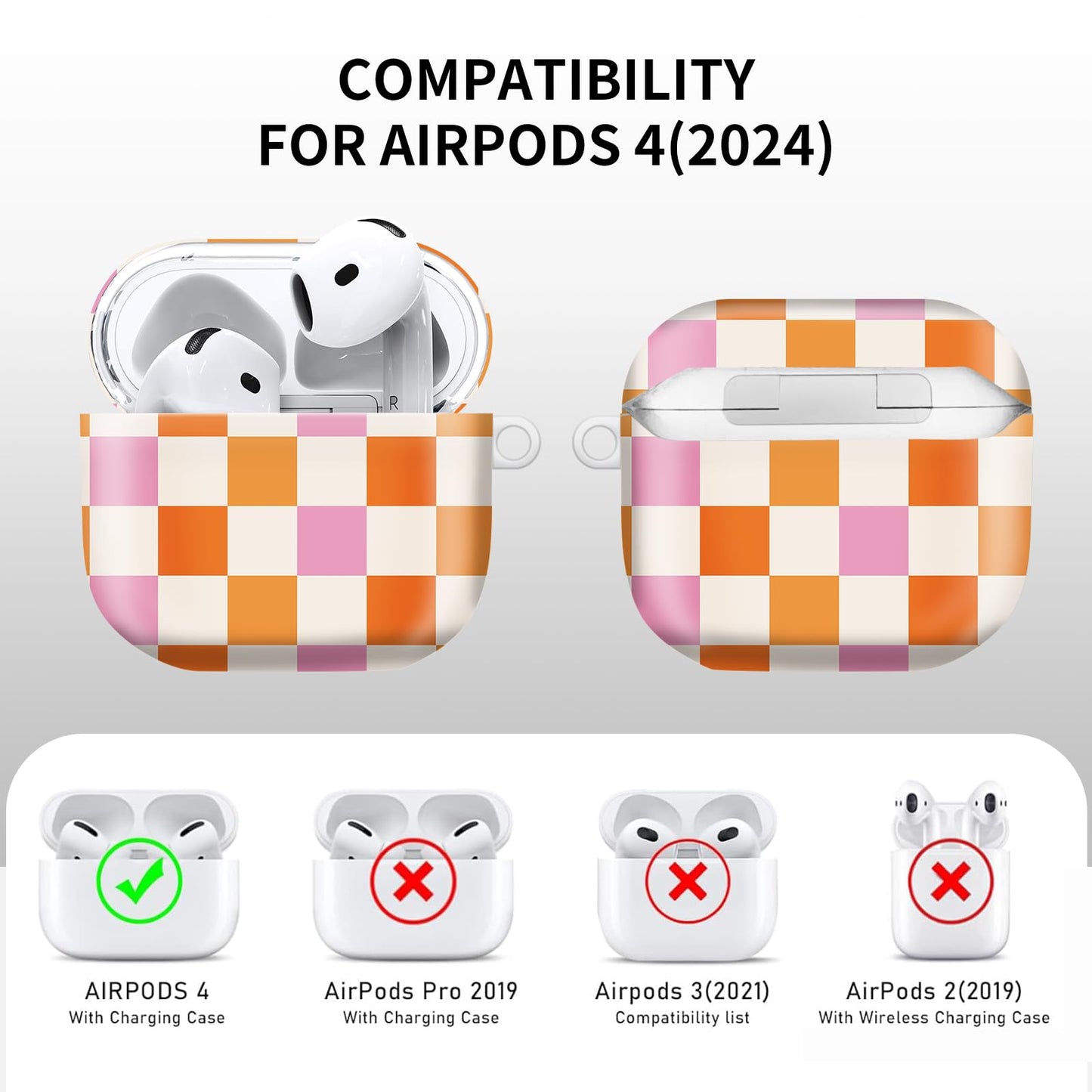 Compatible with AirPod 4th Gen Case with Keychain, Shockproof Protective Cover for Wireless Earbuds - Lightweight & Durable Design for Women Men Girl