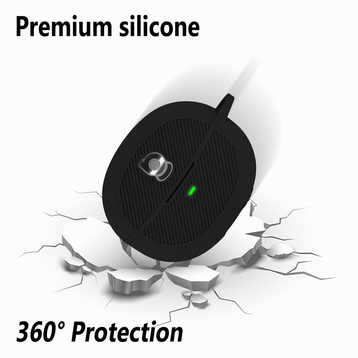 Geiomoo Silicone Case for Baseus Inspire XC1, Soft Flexible Scratch Resistant Protective Cover with Carabiner (Black)