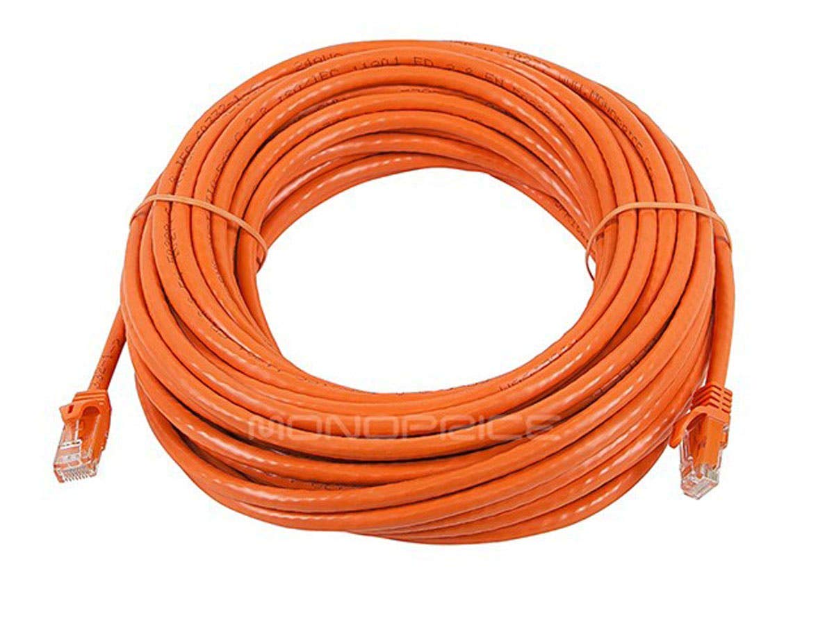 Monoprice Cat6 Ethernet Patch Cable - Snagless, Stranded, 550Mhz, UTP, 24AWG, 50 Feet, Orange - Flexboot Series