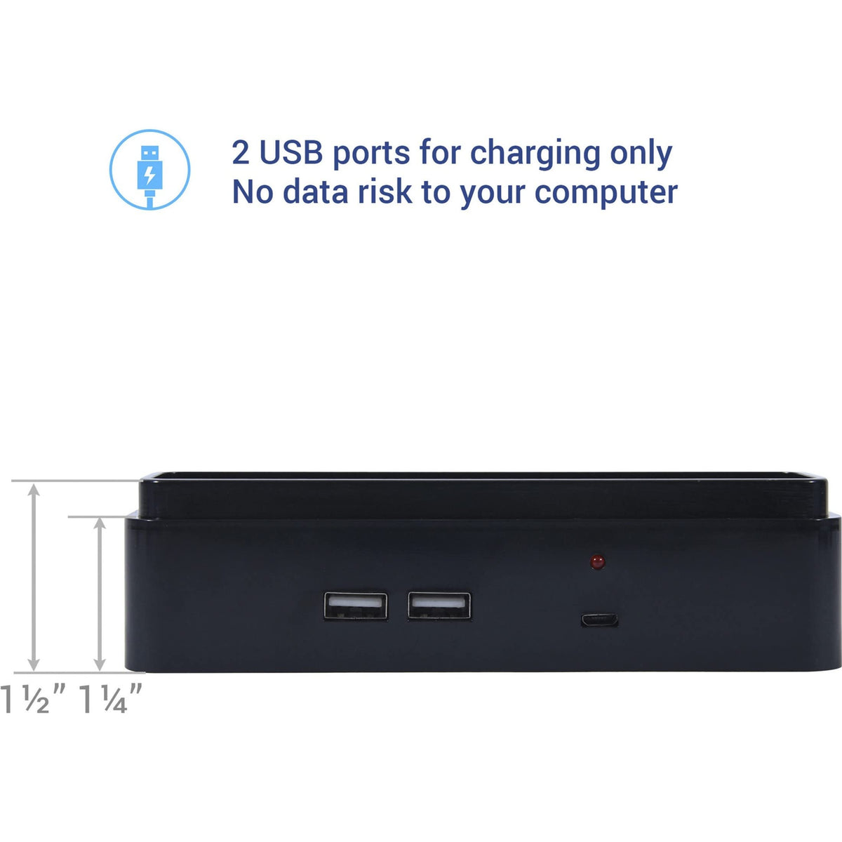 DAC, DTA02270, STAX Monitor Riser Block Kit with 2 USB Charging Ports, 3 / Set, Black