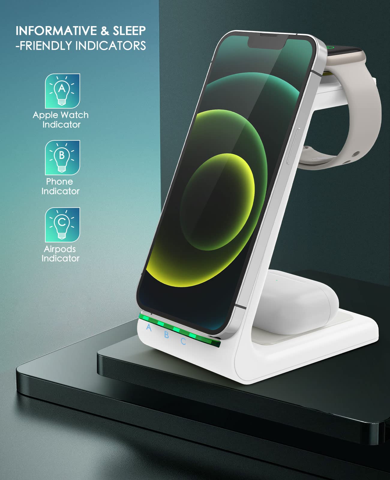 3 in 1 Wireless Charging Station, 2026 Upgraded Fast Desk Charger Station for iPhone 17 16 15 14 13 12 Pro Max Plus, Charger Stand for Apple Watch 11