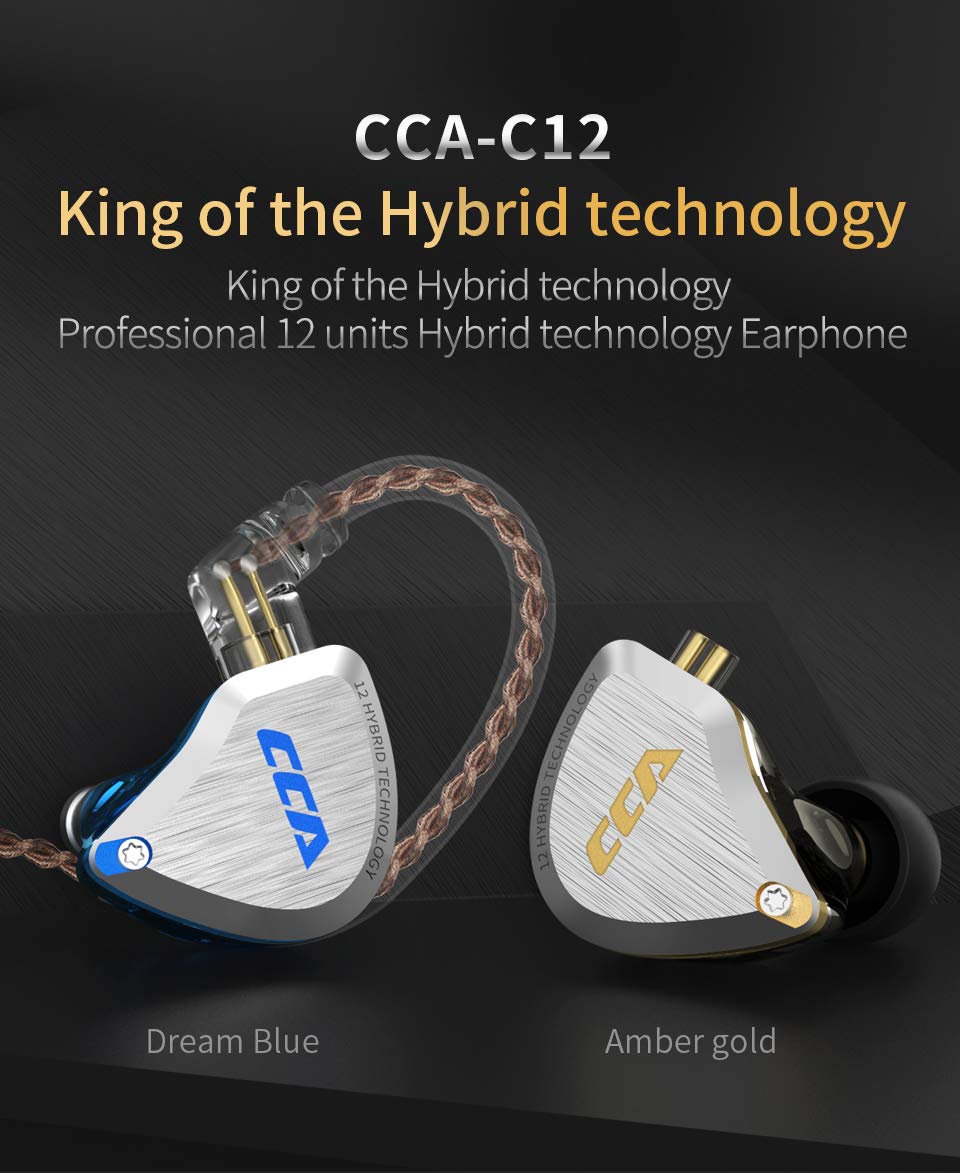 CCA C12 5BA+1DD in Ear Monitor,HiFi Bass in Ear Earphone, IEM Wired Headphones, HiFi Stereo Sound Earphones Noise Cancelling Ear Buds with 6 Balanced…
