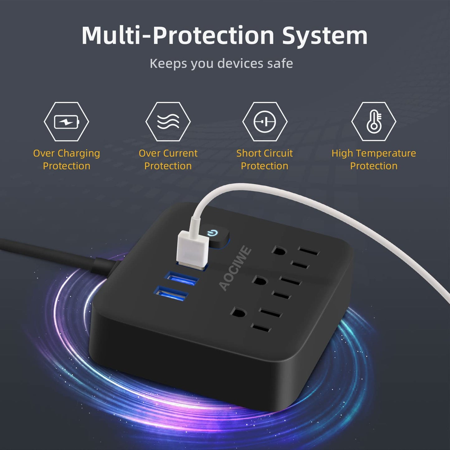 AOCIWE Power Strip Surge Protector (EL-01B)