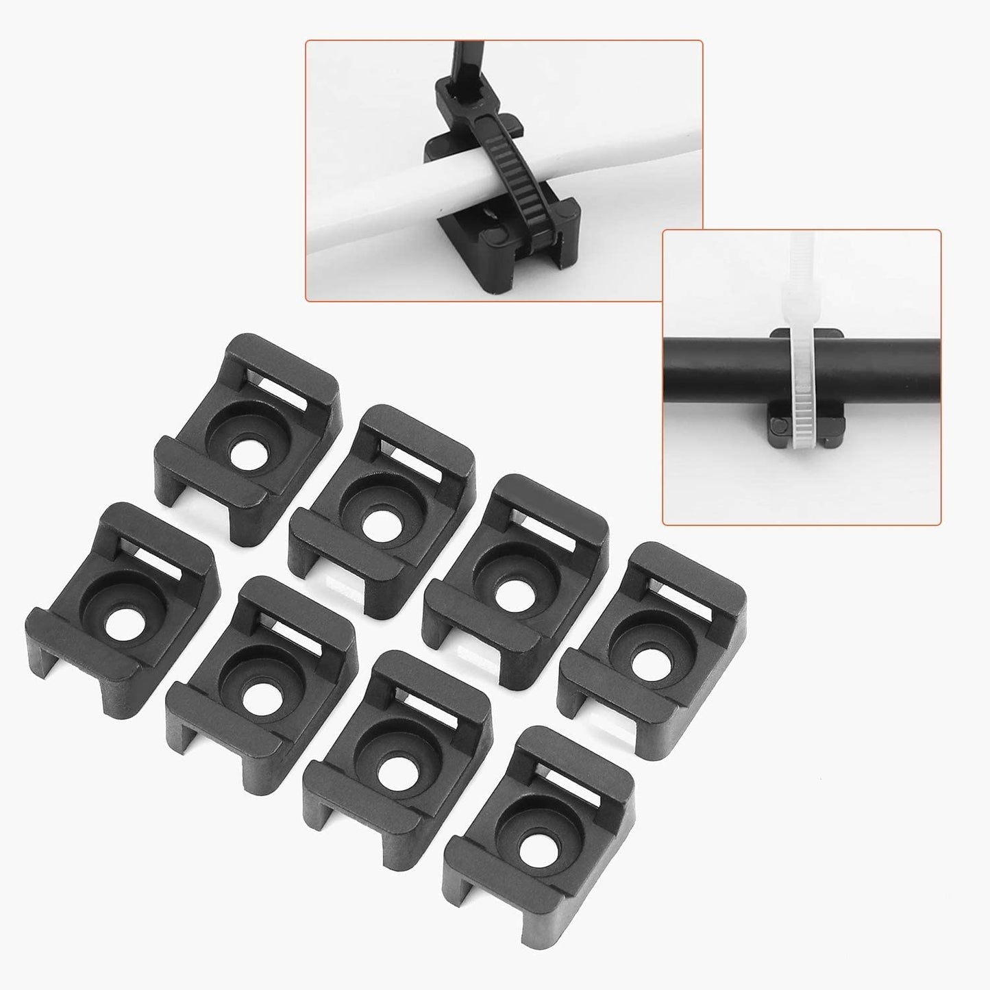 Helonge Cable Tie Mounting,100 Pcs Zip Tie Base,5 mm(M5) Screw Hole, 23x16x9(L*W*H) mm Cord Tie Mount Wire Tie Holder Fix Bottom Wire Management