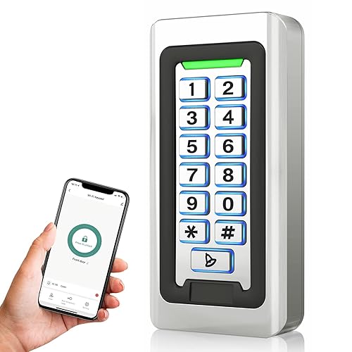 Wireless WiFi Access Control Keypad, Metal Stand-Alone Door Access Control System, EM Card Reader, Weatherproof, Backlight, TUYA Wireless Entry