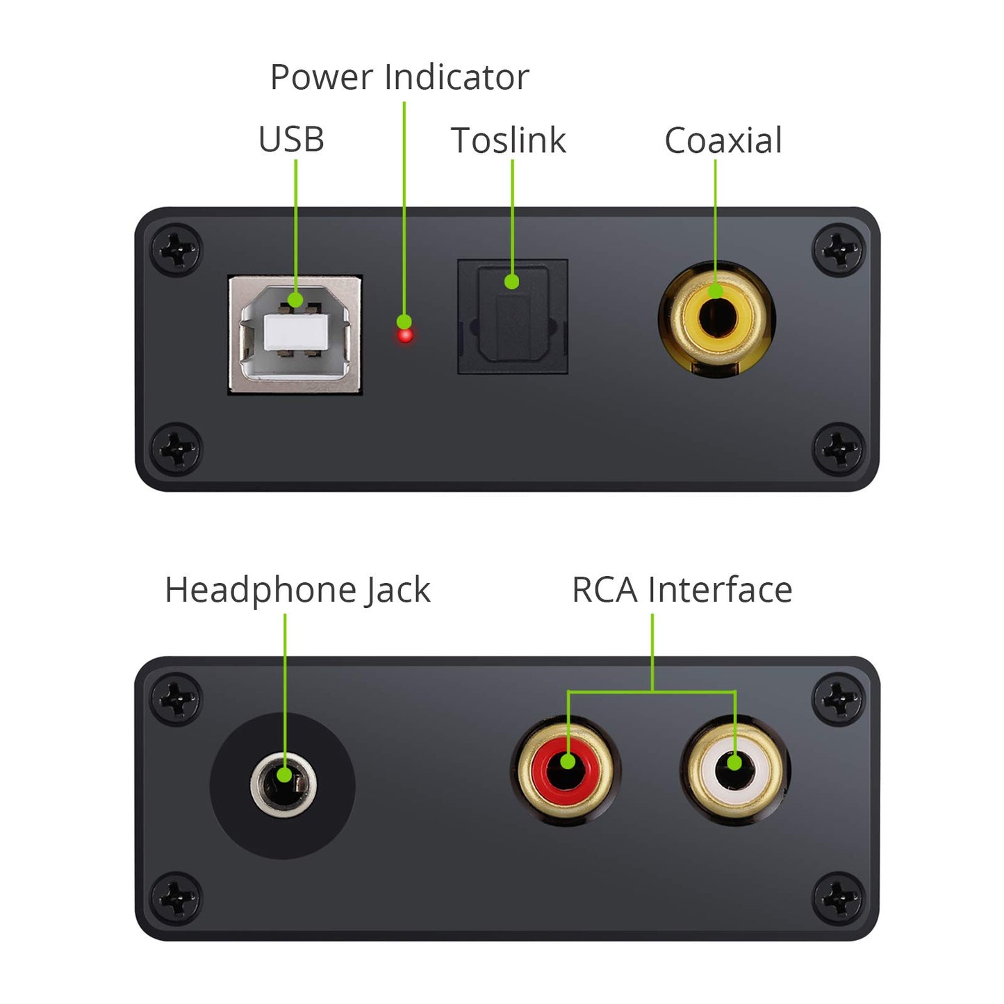 LiNKFOR USB to SPDIF Coaxial RCA and 3.5mm Headphone Jack Converter - Optical Audio Adapter - PCM for Windows, Mac, PS4, PS3