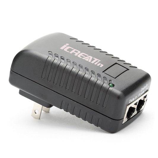 iCreatin 30W Wall PoE Injector Adapter 802.3at / 802.3af Compliant,10/100Mbps RJ-45 for 48V PoE Supported IP Cameras and Phones up to 328 Feet