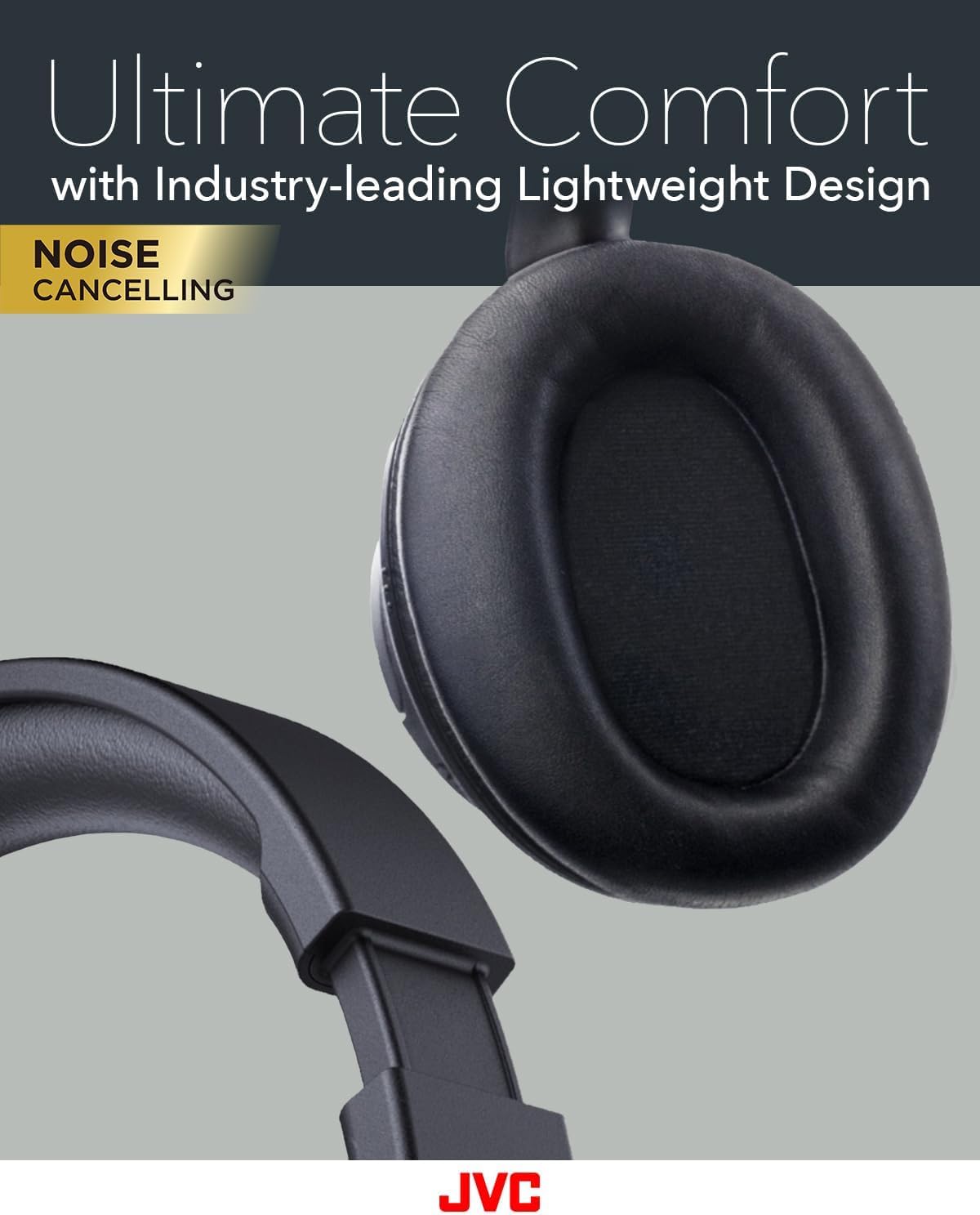 JVC Over Ear Wireless Active Noise Cancelling Headphones - Bluetooth 5.3 - Ambient Mode, 3 Audio Modes, Soft Comfort Pads, 35 Hr Battery, Foldable