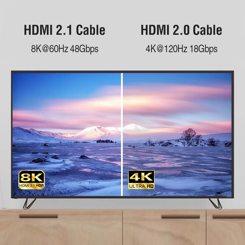 8K 60Hz 6 ft HDMI 2.1 Cable High Speed Gold Connectors UHD 30AWG for Samsung Neo QLED 8K Smart TV QN900A