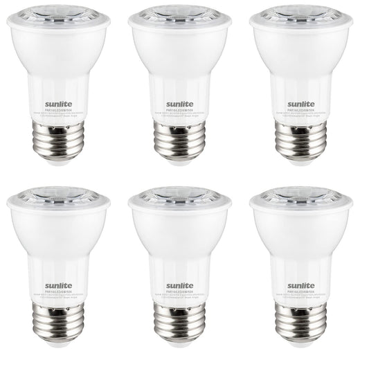 Sunlite LED PAR16 Long Neck Recessed Spotlight Light Bulb, 6 Watts (50W=), 500 Lumens, Medium E26 Base, Dimmable, 90 CRI, ETL Listed, Title-20