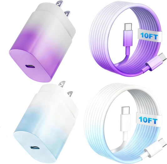 S25 Ultra Charger, 25W USB-C Super Fast Charger with 10FT Type C Cable Cord PPS/PD Wall Charging Block for iPhone 17/16/15 Samsung Galaxy S26 S25