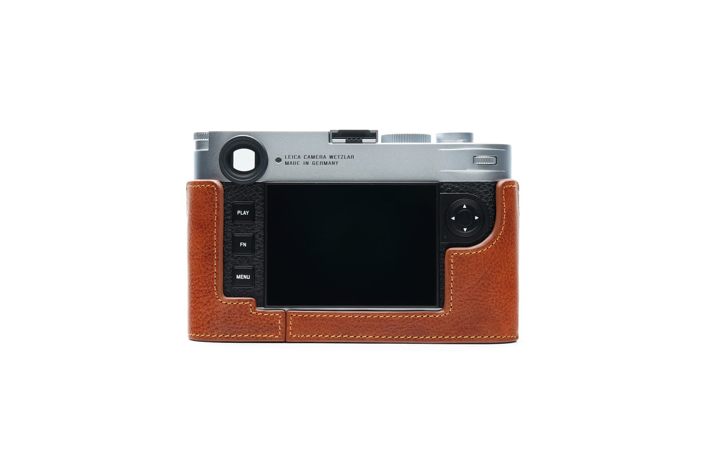 BolinUS For Leica M11 Camera Case, Handmade Genuine Real Leather Half Camera Case Bag Cover for Leica M11 Camera Bottom Opening Version + Hand Strap