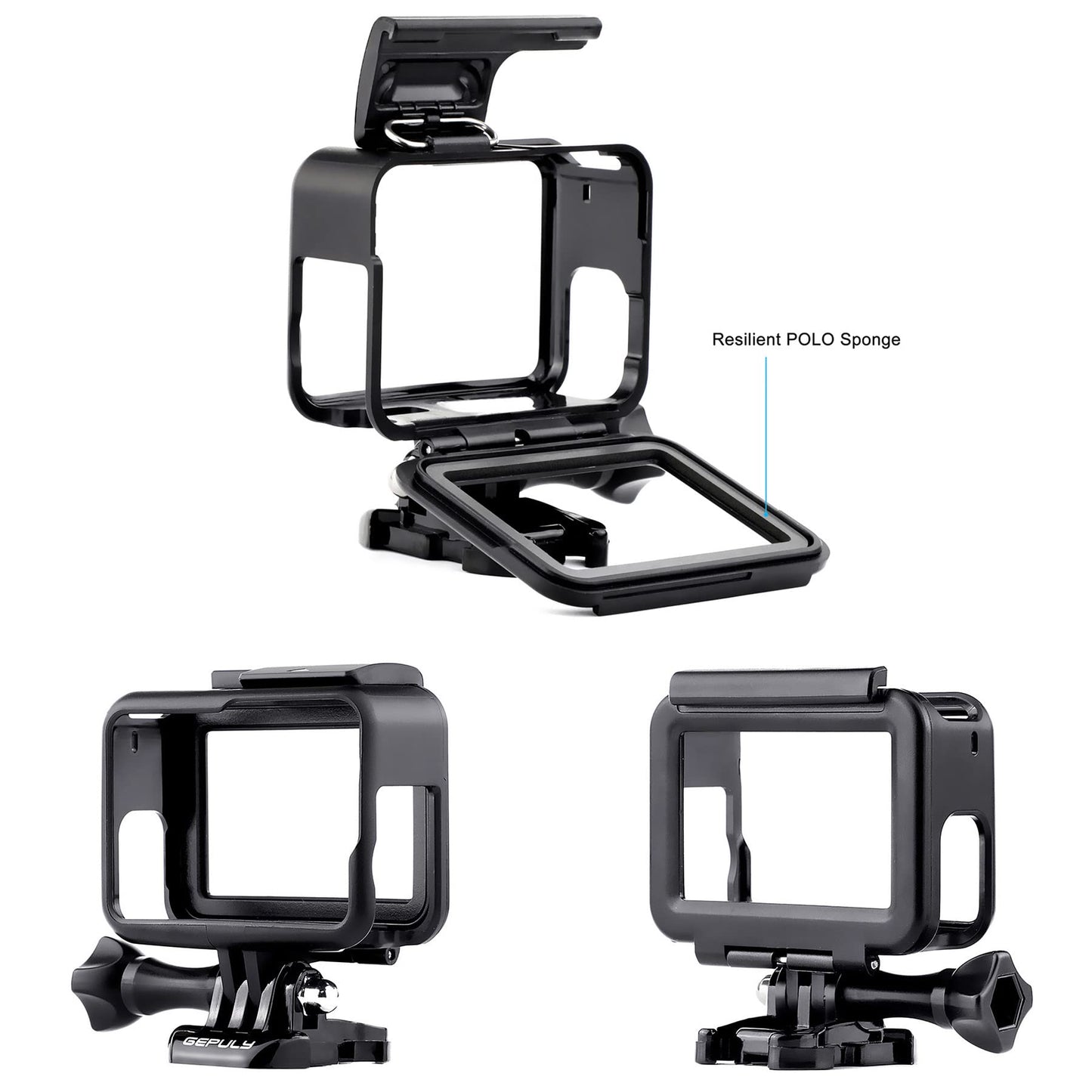 GEPULY Frame Mount Housing Case for GoPro Hero 7 6 5 Black, Hero 7 Silver, Hero 7 White, Hero (2018) Cameras - Includes Quick Release Buckle