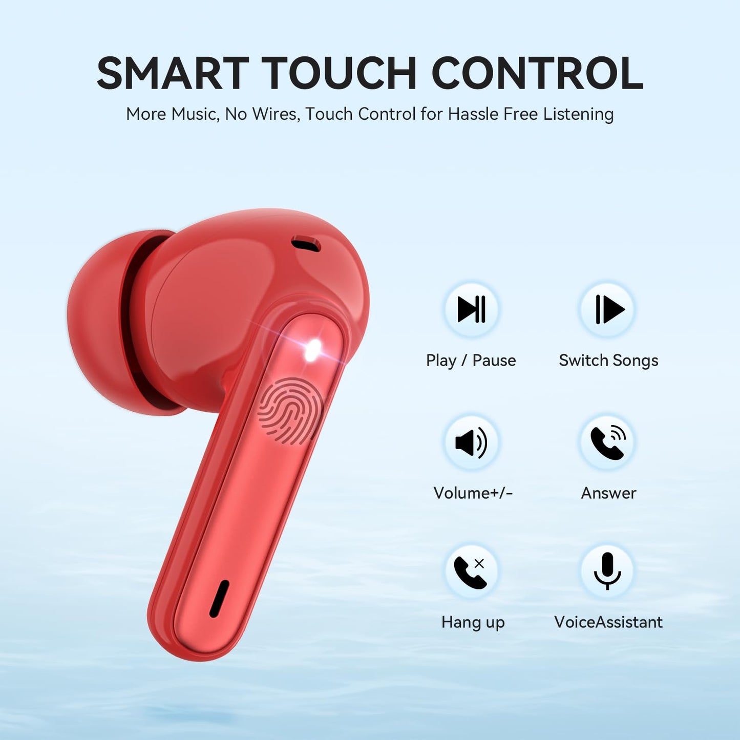 MoBadeety Wireless Earbuds, Bluetooth 5.3 Headphones 40Hrs Playtime Deep Bass Stereo, LED Power Display, Call Noise Canceling Headphones with Mic, IP7