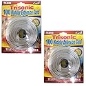 Trisonic Telephone Extension Cord Phone Cable Foot, White, 100Ft, 2-Pack