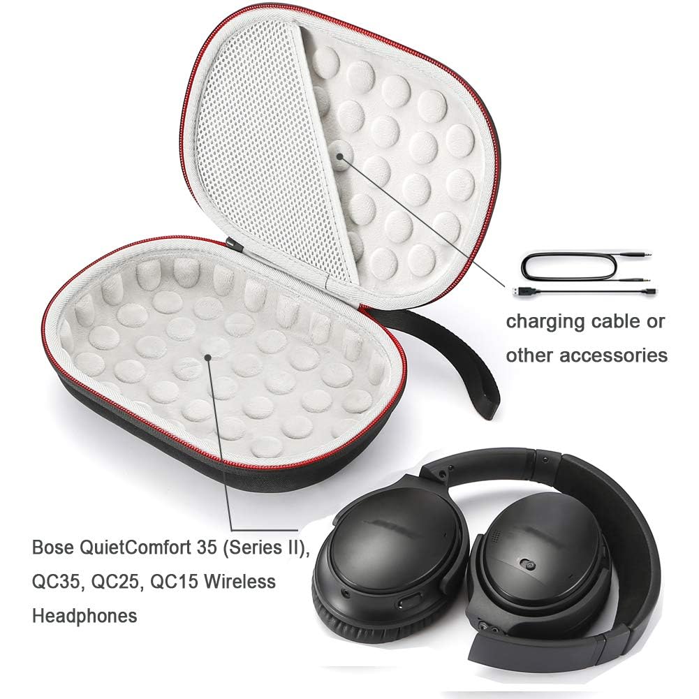 Hard Case for Bose QuietComfort 35 (Series II), QC35, QC25, QC15 Wireless Headphones Accessories. Travel Carrying Storage Bag - Black